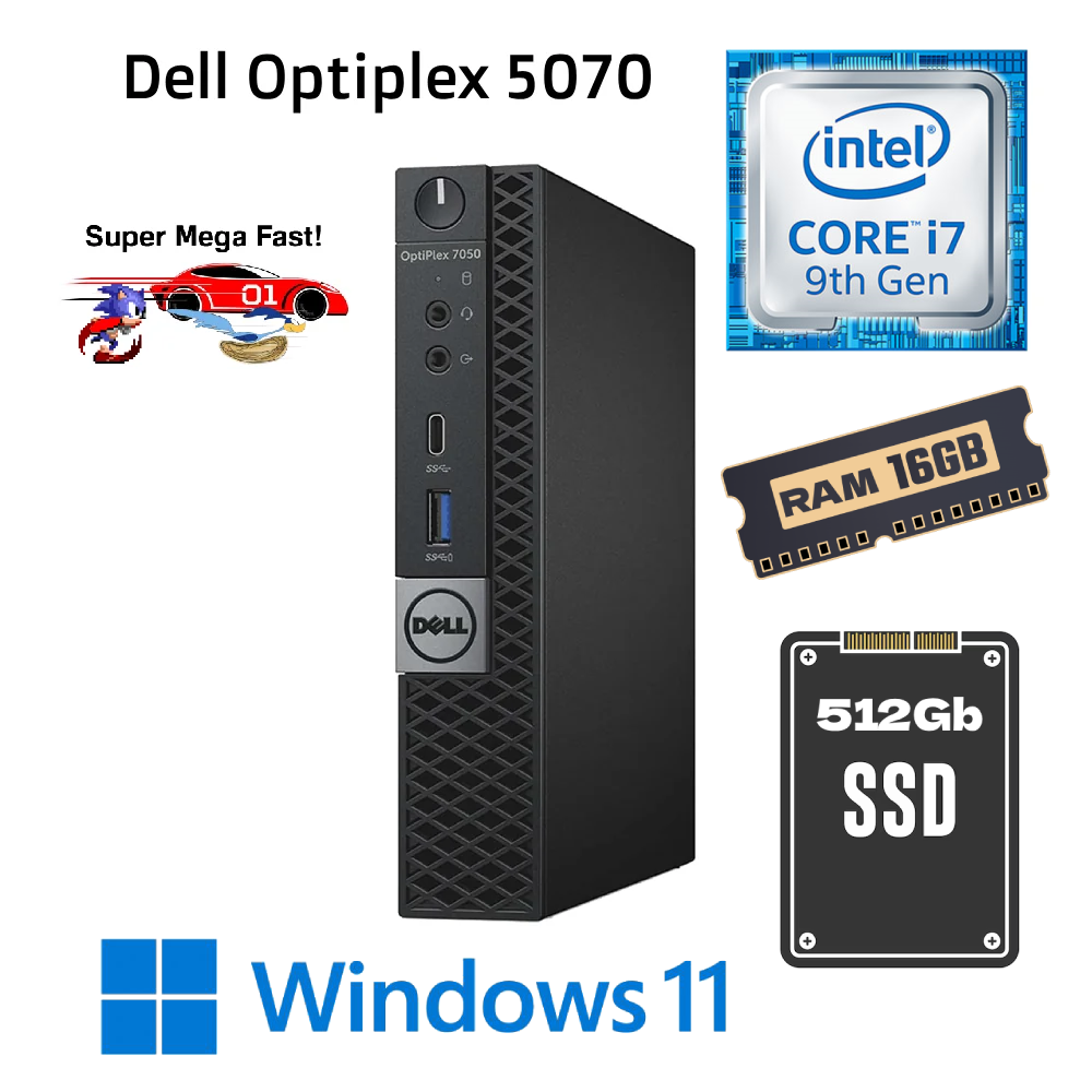 Dell Optiplex 5070 MicroPC |Intel i7 9th Gen | 16GB RAM | 512Gb SSD