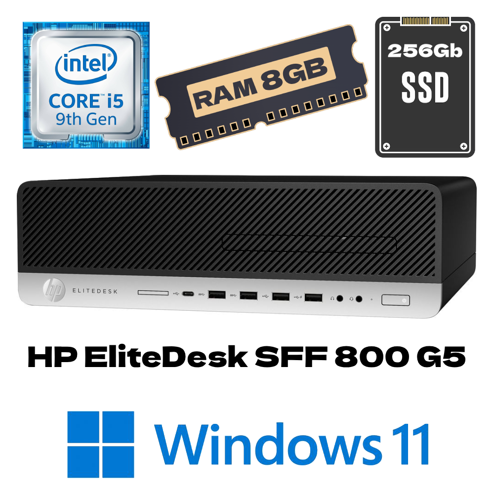 HP EliteDesk 800 G5 SFF Desktop PC -  i5 9th Gen Intel 8Gb RAM | 256Gb SSD